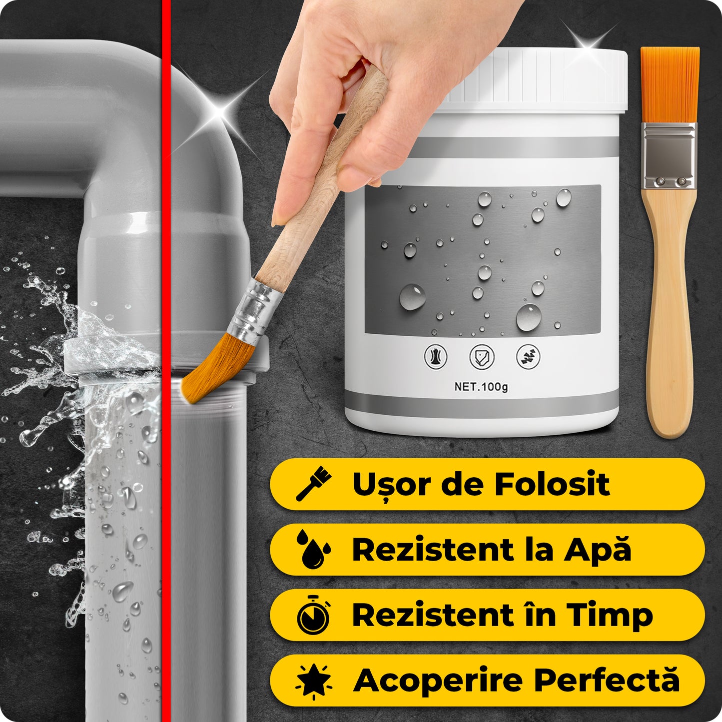 Pastă impermeabilă etanșare 100g + Perie de aplicare CADOU