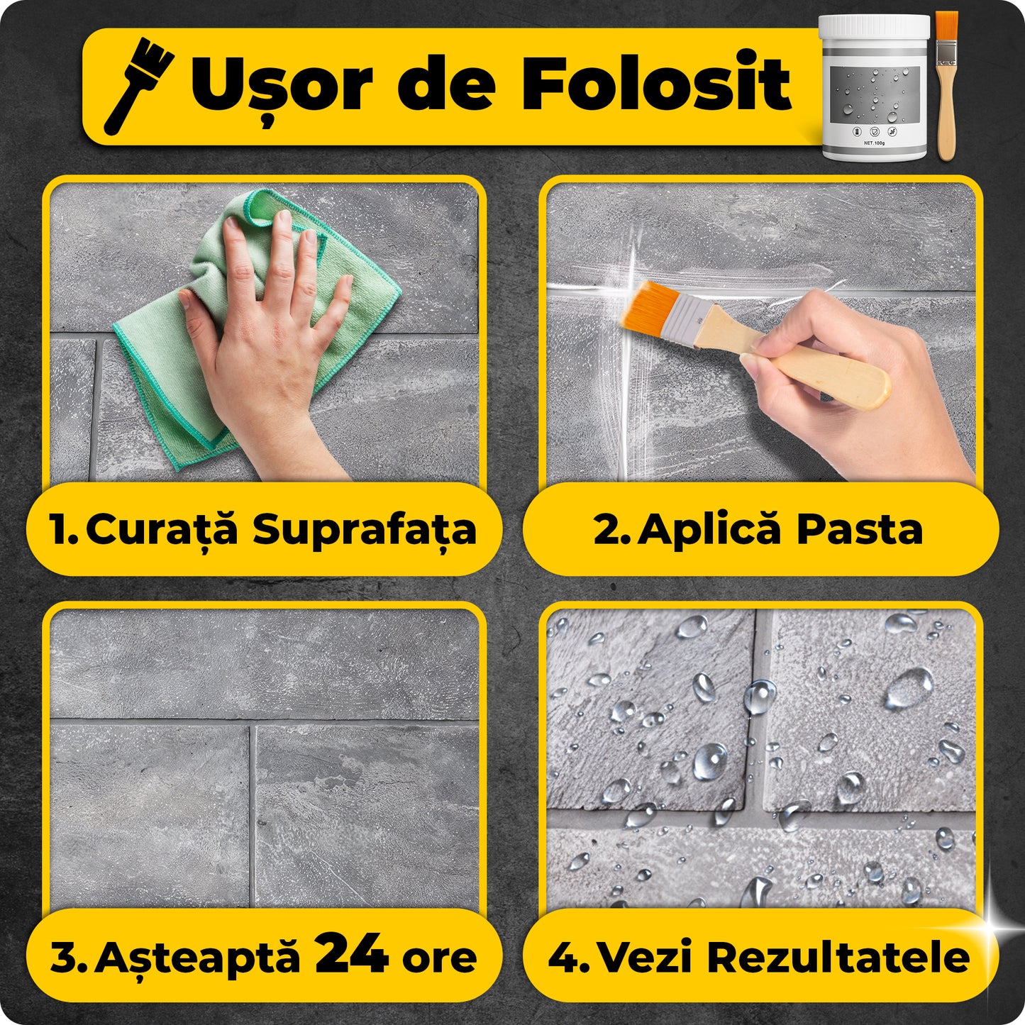 Pastă impermeabilă etanșare 100g + Perie de aplicare CADOU
