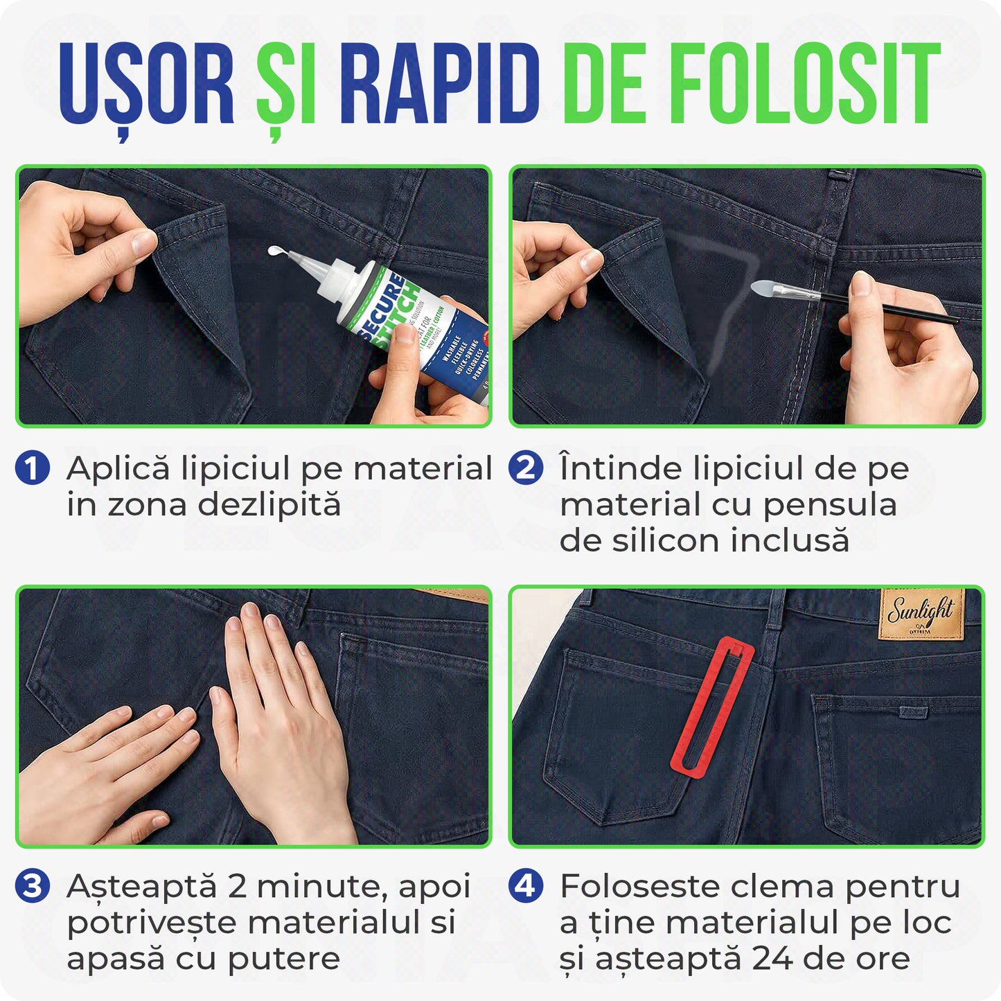 Set Lipici de 7 piese pentru Materiale Textile
