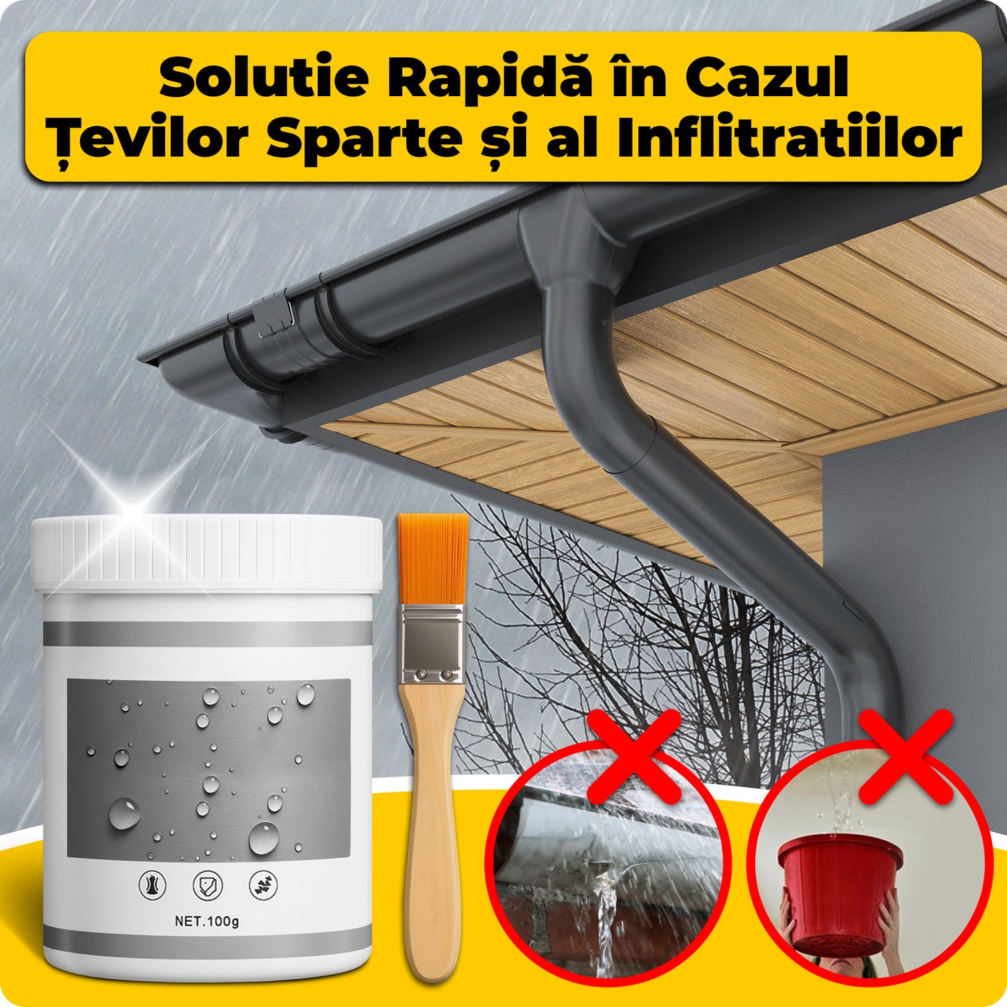 Pastă impermeabilă etanșare 100g + Perie de aplicare CADOU