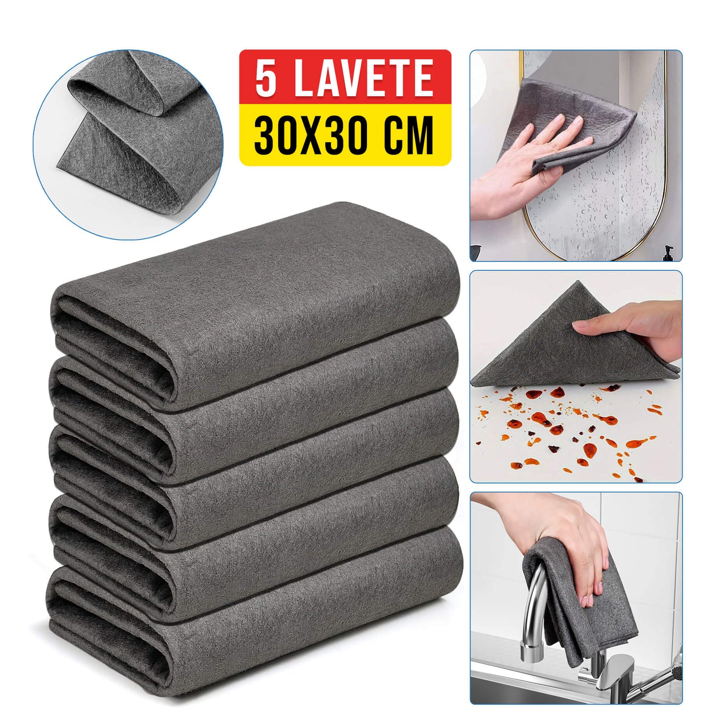Set 5 Lavete Magice pentru Orice Suprafață